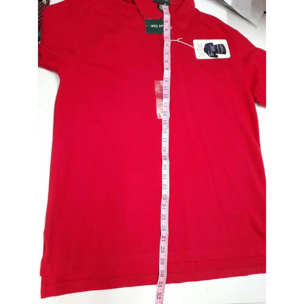 Vtg Mens Hunt Club Golf Polo Shirt Red Short Sleeve New with tags L - Picture 7 of 11